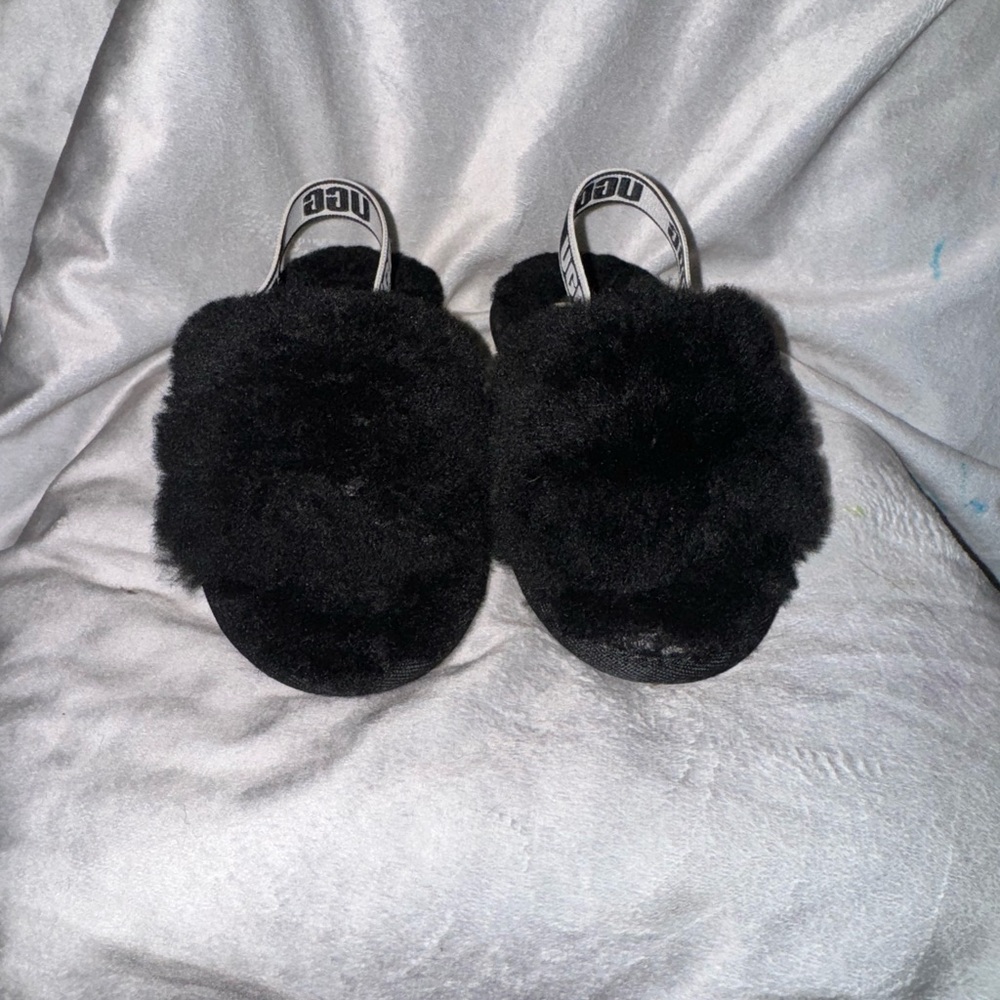 UGG Black Furry Slides